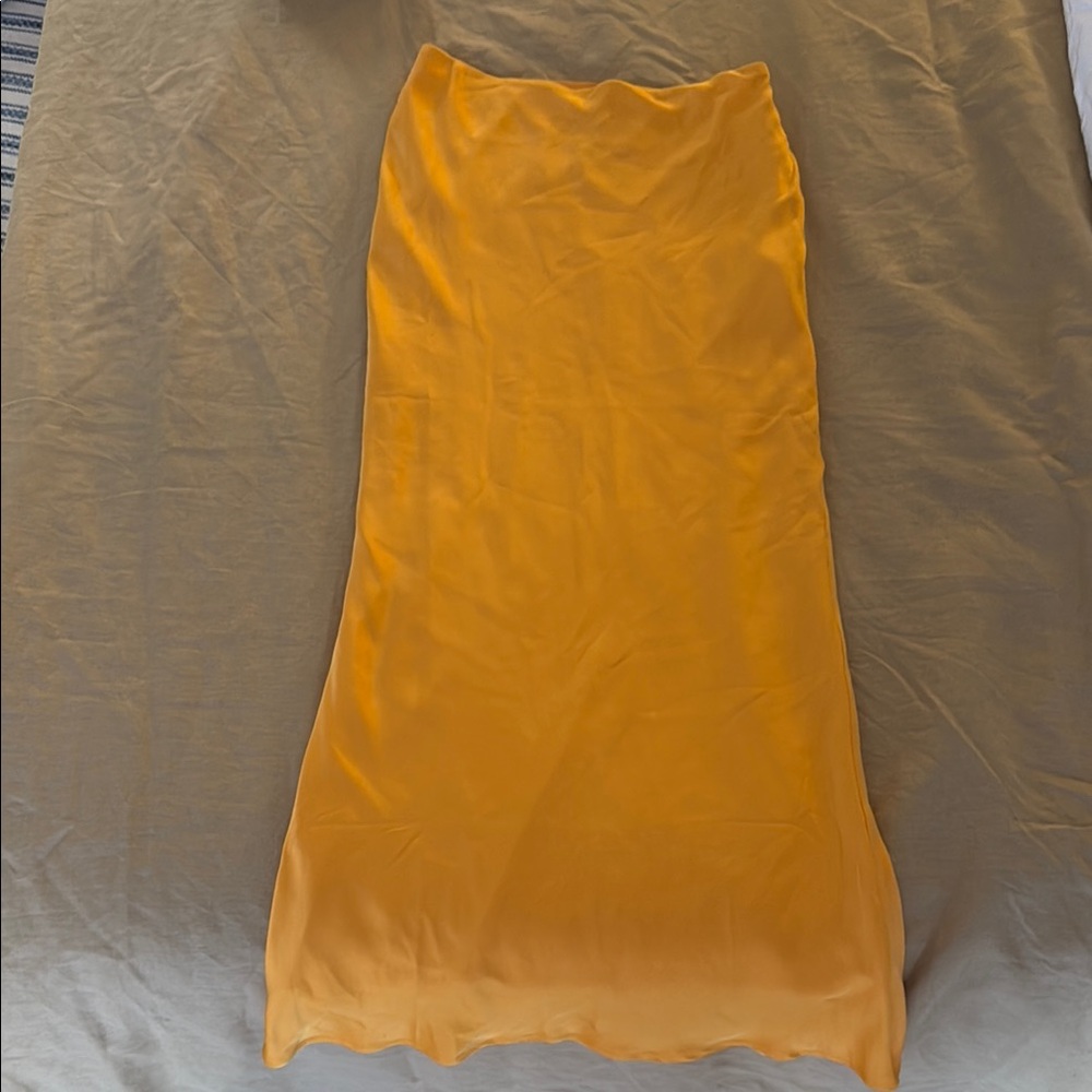 Meshki Tangerine Gold Satin Maxi Skirt - Picture 3 of 6